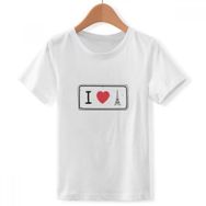 DIYthinker S Beyaz Erkek Çocuk I Love Eyfel Kulesi Kelimeler Desen Bisiklet Yaka Tişört