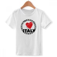 DIYthinker S Beyaz Erkek Çocuk I Love Italy Kelime Aşk Kalp Yuvarlak Yaka Tişört