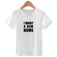 DIYthinker S Beyaz Erkek Çocuk I Want A New Home Bisiklet Yaka Tişört