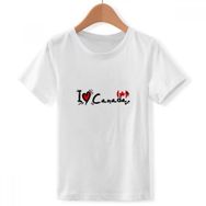 DIYthinker S beyaz Erkek Çocuk Ich Liebe Kanada kelime bayraklı kalp yuvarlak yakalı tişört