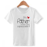 DIYthinker S Beyaz Erkek Çocuk I'm A Father What's Your Superpower Bisiklet Yaka Tişört