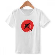 DIYthinker S Beyaz Erkek Çocuk Japon Fırça Boyama İllüstrasyon Mürettebat Boyun Tişört