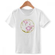 DIYthinker S Beyaz Erkek Çocuk Japon Kültürü Sevimli Pembe Sakura Crew Boyun Tişört