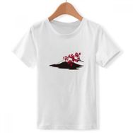 DIYthinker S Beyaz Erkek Çocuk Japon Sakura ve Fuji Desenli Bisiklet Yaka Tişört