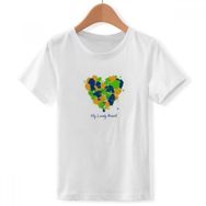 DIYthinker S Beyaz Erkek Çocuk Kalp Şekilli My Lovely Brazil Brezilya Bisiklet Yaka Tişört