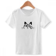 DIYthinker S Beyaz Erkek Çocuk Kedi Meow Alıntı DIY Tasarım Bisiklet Yaka Tişört