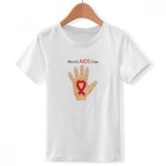 DIYthinker S Beyaz Erkek Çocuk Kırmızı Kurdele 1. Aralık Aids Day Bisiklet Yaka Tişört