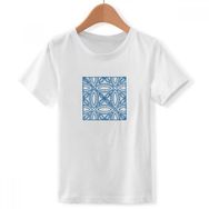 DIYthinker S Beyaz Erkek Çocuk Mavi Talavera Ilustration Dekoratif Desen Bisiklet Yaka Tişört