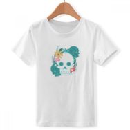 DIYthinker S Beyaz Erkek Çocuk Meksika Undead Skull Illustrations Bisiklet Yaka Tişört