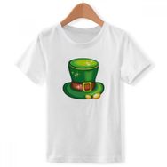 DIYthinker S Beyaz Erkek Çocuk Parlak Yeşil Şapka İrlanda St.Patrick's Day Bisiklet Yaka Tişört