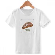 DIYthinker S Beyaz Erkek Çocuk Pizza Dilimi İtalya Deniz Yemi Bisiklet Yaka Tişört