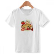 DIYthinker S Beyaz Erkek Çocuk Pizza İtalya Domates Yiyecekleri Sarımsak Bisiklet Yaka Tişört