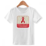 DIYthinker S Beyaz Erkek Çocuk Sağlamlık Kırmızı Kurdele Aids Day Bisiklet Yaka Tişört