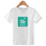 DIYthinker S Beyaz Erkek Çocuk Sb Antimon Kimyasal Element Chem Bisiklet Yaka Tişört