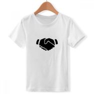 DIYthinker S Beyaz Erkek Çocuk Shake Hands Jest Silüeti Desen Bisiklet Yaka Tişört