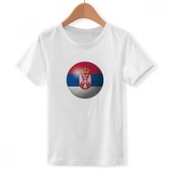 DIYthinker S Beyaz Erkek Çocuk Sırbistan Ulusal Bayrağı Futbol Bisiklet Yaka Tişört