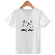DIYthinker S Beyaz Erkek Çocuk Siyah Pinky Swear Kişiselleştirilmiş Jesture Bisiklet Yaka Tişört