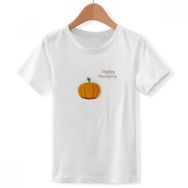 DIYthinker S Beyaz Erkek Çocuk Şükran Günü Desenli Çizgi Film Pumkin Bisiklet Yaka Tişört