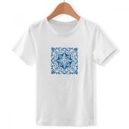 DIYthinker S Beyaz Erkek Çocuk Talavera Dekoratif Desen Ilustration Bisiklet Yaka Tişört