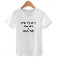DIYthinker S Beyaz Erkek Çocuk World Best Deskmate I Love You Alıntı Bisiklet Yaka Tişört