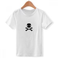DIYthinker S Beyaz Erkek Çocuk Yaz Yelken Priate Danger Skull Pixel Bisiklet Yaka Tişört