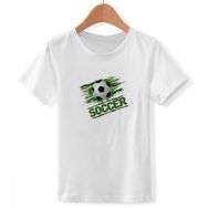 DIYthinker S Beyaz Erkek Çocuk Yeşil Futbol Futbol Yuvarlak Yaka Tişört