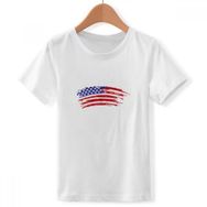 DIYthinker S Beyaz Erkek Çocuk Yıldızlar ve Çizgiler Bükülür Amerika Ülke Bayrağı Bisiklet Yaka Tişört
