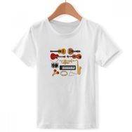 DIYthinker S Beyaz Erkek Electric Piyano Trombone Gitar Müzik Yuvarlak Yaka Tişört
