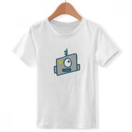 DIYthinker S Beyaz Erkek Evren ve Uzaylı Tek Gözlü Robot Bisiklet Yaka Tişört