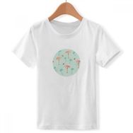 DIYthinker S beyaz Erkek flamingo desenli pembe hayvan Crew yaka tişört