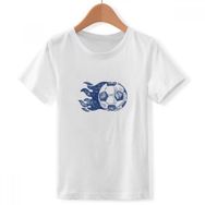 DIYthinker S Beyaz Erkek Futbol Alev Mavi Desenli Futbol Bisiklet Yaka Tişört