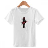 DIYthinker S Beyaz Erkek Gitar Müzik Enstrümanları Çılgın Bisiklet Yaka Tişört