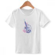 DIYthinker S Beyaz Erkek Gitar Müzik Taze Desen İllüstrasyon Bisiklet Yaka Tişört