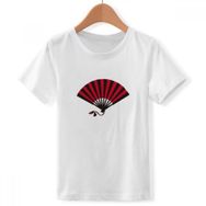 DIYthinker S Beyaz Erkek Japon Kırmızı Siyah Fan Crew Yaka Tişört