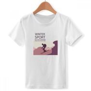 DIYthinker S beyaz Erkek kışu kayak batonu desenli yuvarlak yaka tişört