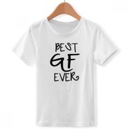 DIYthinker S Beyaz Erkek Kız Arkadaş Best GF Ever Sevgililer Günü Bisiklet Yaka Tişört