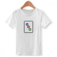 DIYthinker S Beyaz Erkek Mahjong Daire Dots 3 Karo Desenli Yuvarlak Yaka Tişört