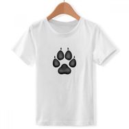 DIYthinker S Beyaz Erkek Sevimli Köpek Claws Siyah Desen Yuvarlak Yaka Tişört