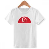 DIYthinker S Beyaz Erkek Singapur Ulusal Bayrağı Asya Sembolü Yuvarlak Yaka Tişört