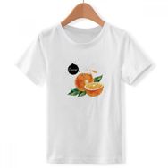 DIYthinker S Beyaz Erkek Turuncu Meyve Lezzetli Sağlıklı Sulu Boya Crew Boyun Tişört