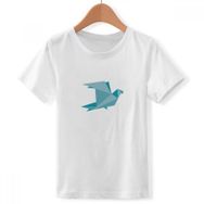 DIYthinker S Beyaz Erkek Yeşil Origami Soyut Pigeon Desenli Yuvarlak Yaka Tişört