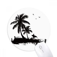 Dıythinker Sahil Hindistan Cevizi Ağacı İllüstrasyon Desen Baskılı Yuvarlak Kaymaz Kauçuk Mouse Pad