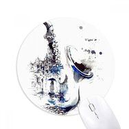 Dıythinker Saks Bina Şemsiye Suluboya Baskılı Yuvarlak Kaymaz Kauçuk Mouse Pad