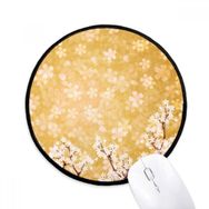 Dıythinker Sakura Beyaz Petal Desen Japonya Yuvarlak Kaymaz Mouse Pad