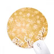 Dıythinker Sakura Beyaz Petal Desenli Japon Baskılı Yuvarlak Kaymaz Kauçuk Mouse Pad