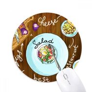 Dıythinker Salata Peynir İncir Fransa Restoran Baskılı Yuvarlak Kaymaz Kauçuk Mouse Pad