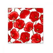 Dıythinker Sanat Boyama Kırmızı Çiçekler Dekorasyon Mısır Gelincik Bespread 15x15 cm Seramik Karo