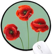 Dıythinker Sanat Boyama Mısır Haşhaş Kırmızı Çiçekler Yuvarlak Kaymaz Mouse Pad