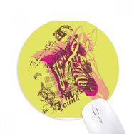 Dıythinker Sanat Zebra Çiçek Sarı Pembe Baskılı Yuvarlak Kaymaz Kauçuk Mouse Pad