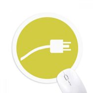 Dıythinker Sarı Fiş Kablo Şarj Kablosu Deseni Baskılı Yuvarlak Kaymaz Kauçuk Mouse Pad